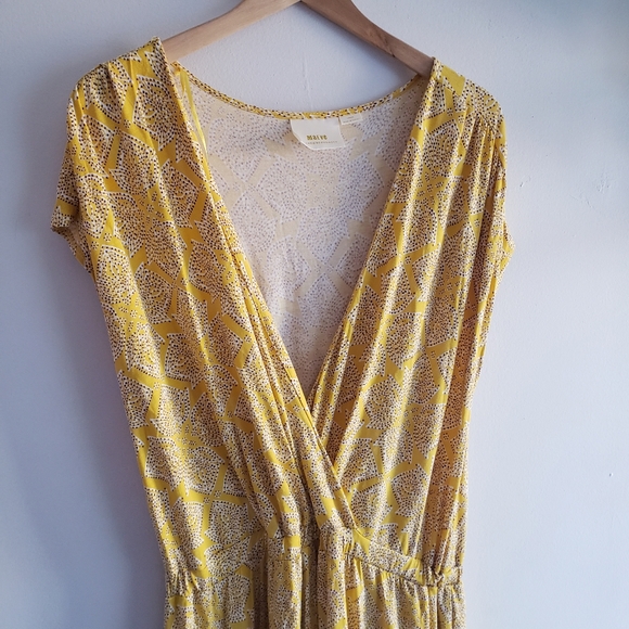 Anthropologie Long Maeve Print Fete Midi Dress Large Yellow summer Spring Dinner - Picture 6 of 14